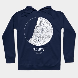 Tel Aviv, Israel City Map - Full Moon Hoodie